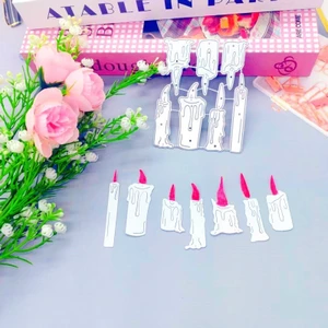 Chúc Hoa Văn Nến Kim Loại Thép Carbon Cắt Khuôn Thêu Sò Dập Nổi Khắc Bản Mẫu DIY Album Ảnh Thiệp Chúc Mừng Cắt Chết Giấy Thủ Công Dụng Cụ