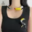 Trâm cài kim loại nhiều màu sắc giọt dầu vẹt thời trang, thiết kế mở pin sang trọng