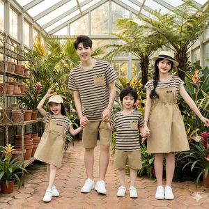 .Set đồ gia đình mùa hè – đồ đôi mẹ bé phong cách Hàn cực xinh bé 8-37kg mẹ 38-80kg bố 40-95kg berie