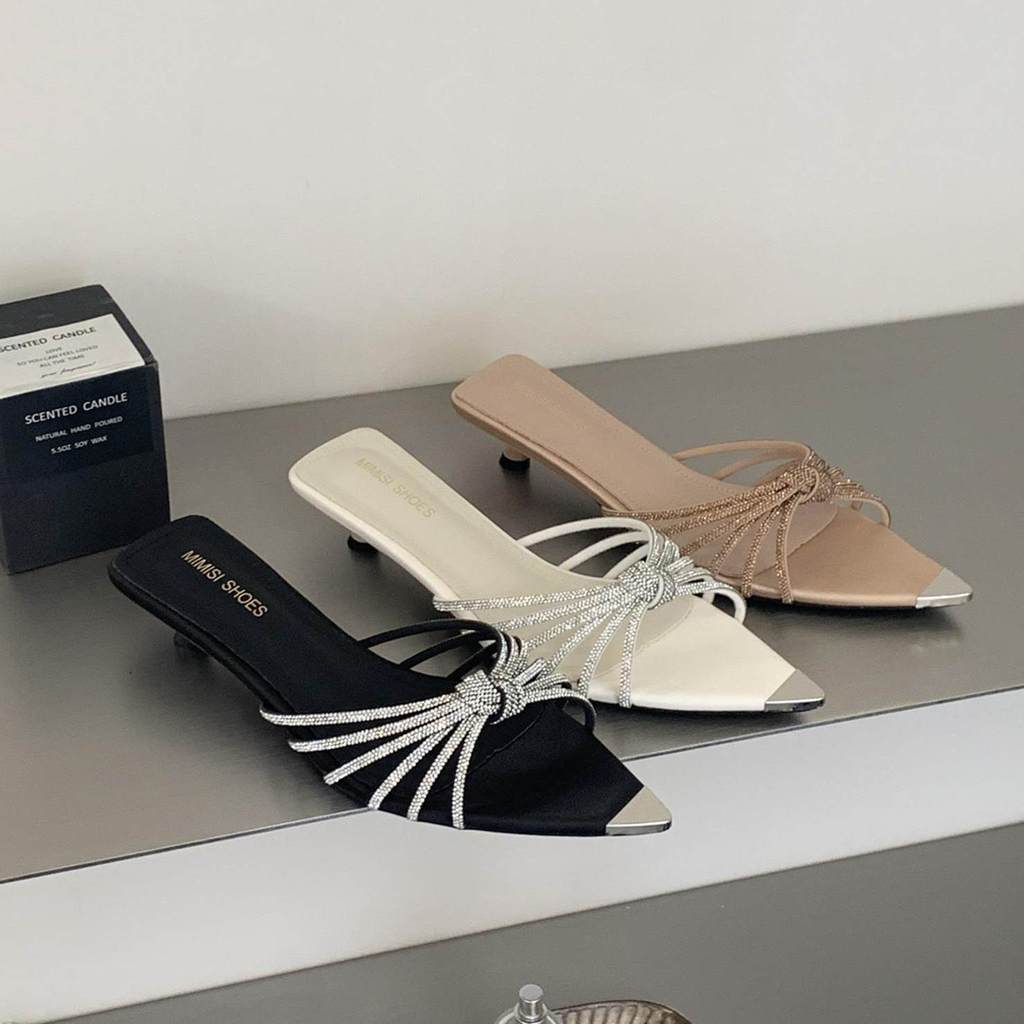 TT Gợi Cảm Flip-Flops Nữ Xuân Hè Stiletto Thấp Gót Nhọn Mũi Mở Kỳ Nghỉ Không Mệt Mỏi Chân Dép