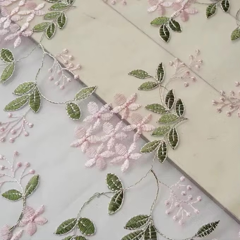 Nhỏ Tươi Hồng Hoa Lưới Thêu Ren Vải Cho Trẻ Em Váy Nữ Váy DIY May Vải Mỗi Sân