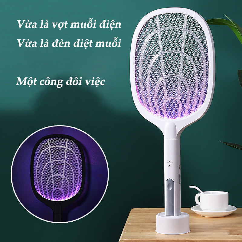 Vợt Muỗi Thông Minh 2 Trong 1 - Đèn Tím Bắt Muỗi Tự Động, 2 Chế Độ Linh Hoạt, Sạc Nhanh USB Tiện Lợi, Pin Lithium Bền Bỉ