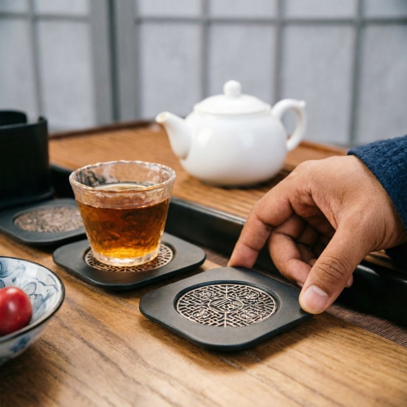 Lót ly trà cổ điển trung quốc chống nóng cách nhiệt chất liệu bền giữ gọn cho nhà văn phòng quán trà