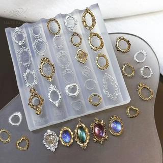 [hatheaven] Khung Hình Retro Đá Quý Baroque Vỏ Khắc 3D Cứu Trợ Mẫu Làm Móng Tay Nghệ Thuật Móng Tay Trong Suốt Khuôn Làm Móng Tay Silicon Đẹp