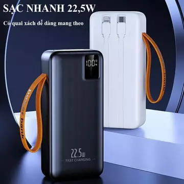 Sạc Dự Phòng 50000mAh Sạc Nhanh 22,5W - Có Đèn Led, Tích Hợp Dây Sạc Hỗ Trợ Sạc Nhiều Thiết Bị