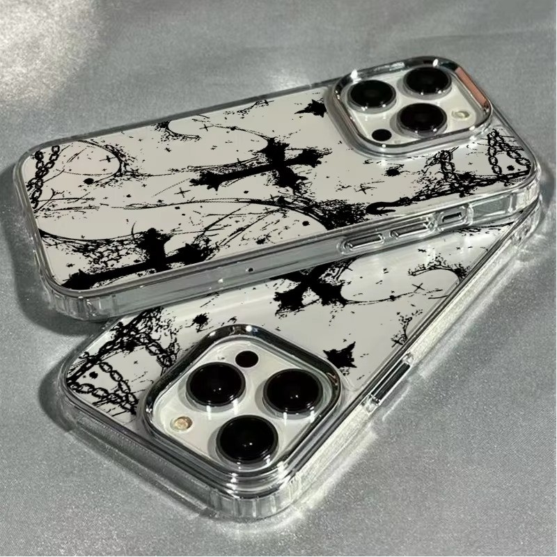 Ốp điện thoại Cool Dark Gothic Cross Mark cho iPhone 17 16e 16 15 14 13 12 11 Pro Max X XS XR 8 7 Plus Vỏ chống sốc mềm trong suốt