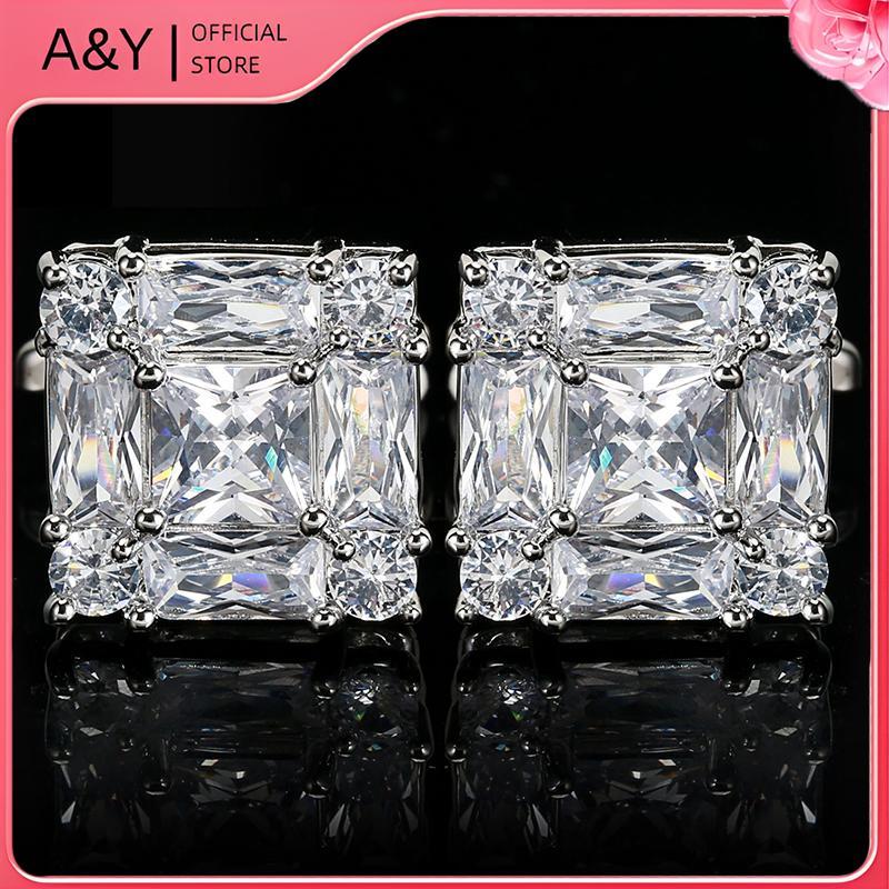A & Y Thời Trang Cao Cấp Kim Cương Giả Zircon Khuy Măng Sét Nam Trang Sức Cao Cấp Áo Sơ Mi Cuff Link.