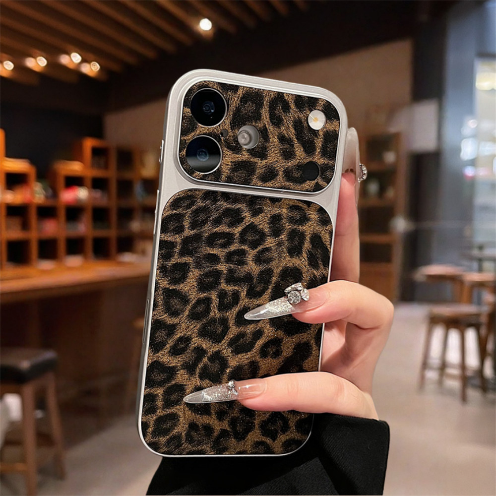 Ốp Điện Thoại In Hình Flash Da Báo Thời Trang Cho iPhone 17 Pro Max 13 14 15 16 Pro Max Bao Gồm Bảo Vệ Ống Kính Máy Ảnh Vỏ Mềm Vỏ Điện Thoại Vỏ Bảo Vệ