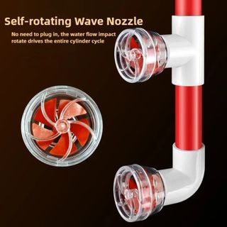 [PEASEE] Vòi phun tạo sóng bể cá, Ổ cắm sóng xoay trong suốt, Bình nước mặn tạo sóng hình quạt Đầu nối ống nước bể cá thích hợp Bể cá nước mặn