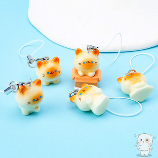 【Chamvn】Dây đeo điện thoại hình mèo Xiêm 3D màu cam dễ thương cặp đôi  móc khóa dành cho bạn thân mặt dây chuyền hoạt