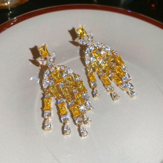 Bông Tai Tua Rua Zircon Kim Bạc Sang Trọng Cao Cấp