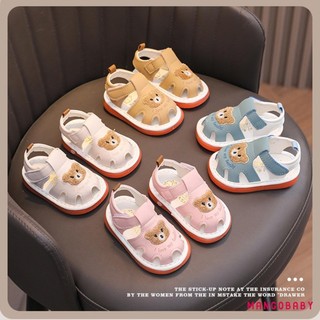 MG-Little Girl Boy Summer Sandals Giày thêu gấu đế mềm chống trượt cho bữa tiệc đi học ngoài trời