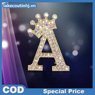 Vương miện thời trang 26 chữ cái từ A đến Z, pha lê kim cương giả, phù hợp làm trang sức cho váy cưới và áo cổ pin