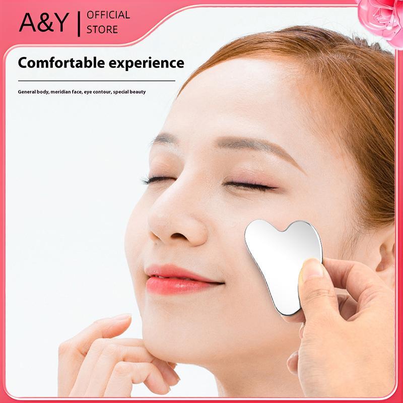 Máy mát xa cạo Gua Sha bằng thép không gỉ A & Y 1PC cho cơ thể cổ mặt Công cụ Massage Guasha Chăm sóc da mặt Guasha Board Máy mát xa mặt.