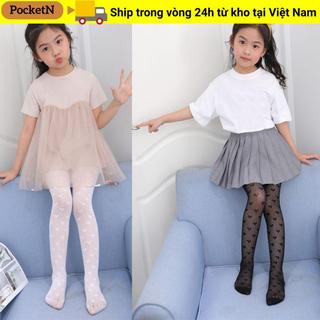 POCKETN Lưới Quần Tất Thời Trang Mùa Hè Co Giãn Quần Trẻ Em