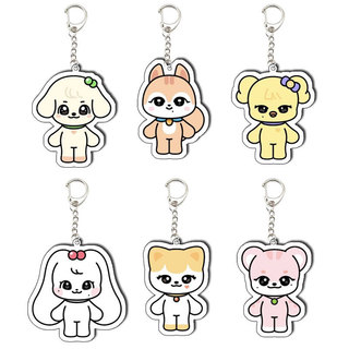 IVE MINIVE Cartoon Figure Keychain WonYoung YuJin GANGANJI  Rei LEESEO LIZ Acrylic Pendant IVE MINIVE Keyring Fans Gifts