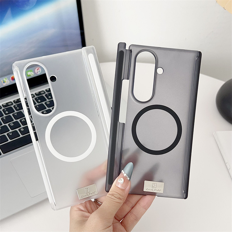 Ốp điện thoại PC bản lề kép từ tính mờ cho Samsung Galaxy Z TriFold Tri-Fold Ốp lưng nhựa hai trục mờ