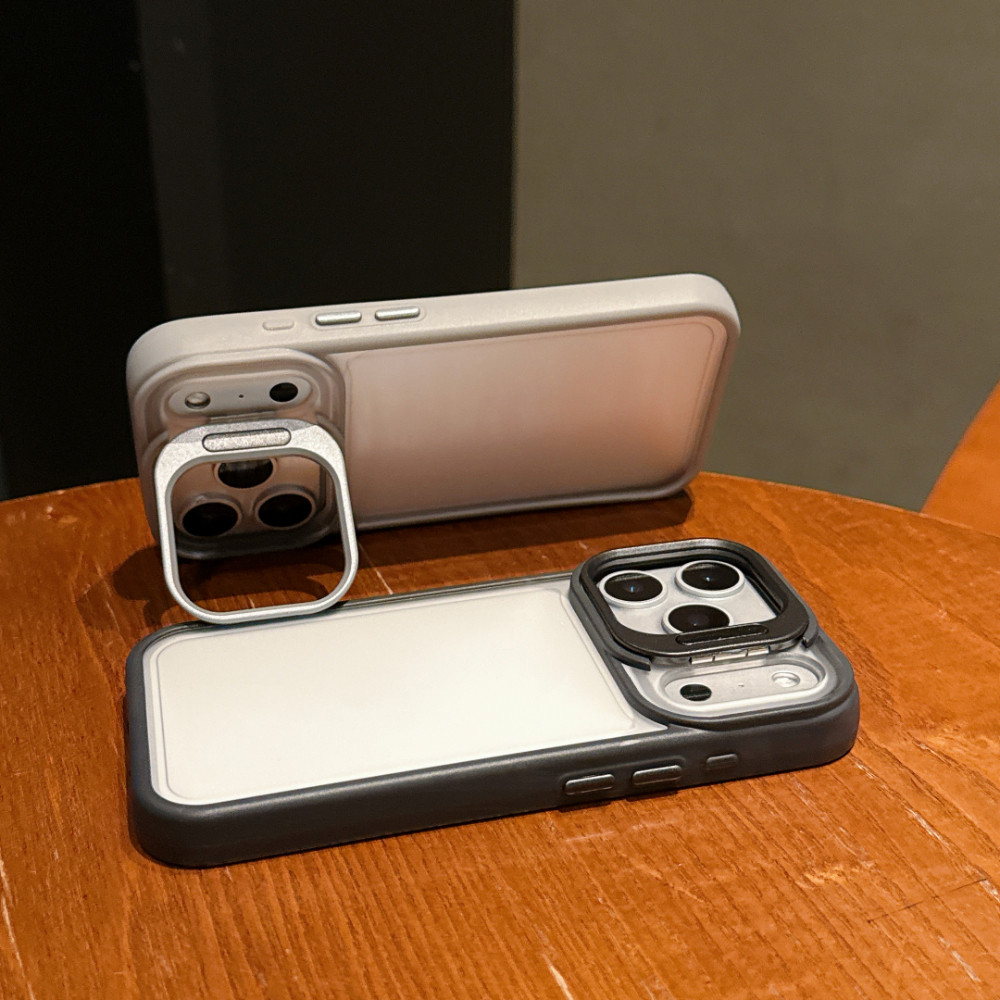Ốp lưng trong suốt mờ có giá đỡ ống kính cho iPhone 17 16 15 14 13 12 11 Pro Max 17 Air 16 15 14 Plus Khung đầy màu sắc Vỏ đơn giản thời trang chống rơi