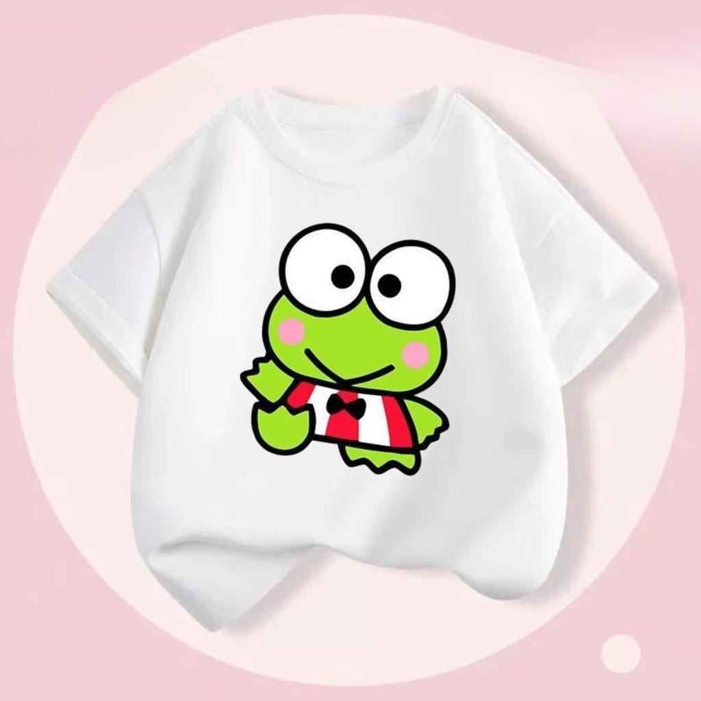 Hình ếch Keroppi dễ thương, Wzxinsheng2025 Áo thun, size trẻ em, ngắn tay, cổ tròn, mùa hè