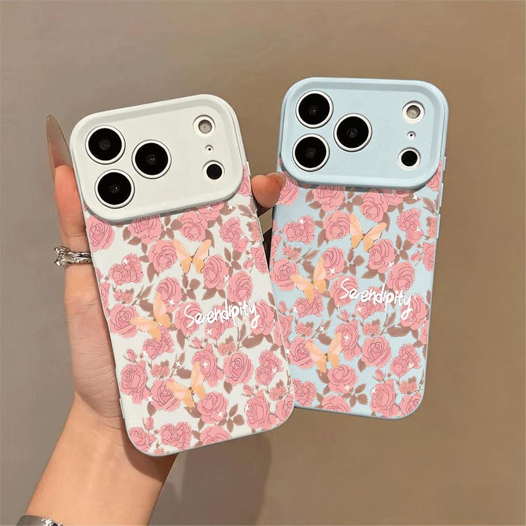 Hồng bướm hoa cho 17 16pro trường hợp điện thoại iPhone 15 tốt lỗ gạo nếp trường hợp 14 13pro11 mềm trường hợp