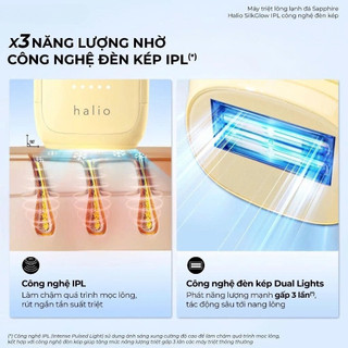 Máy Triệt Lông Halio SilkGlow IPL Sapphire Cooling Hair Removal Device, 7xung/1s |BH 24 Tháng