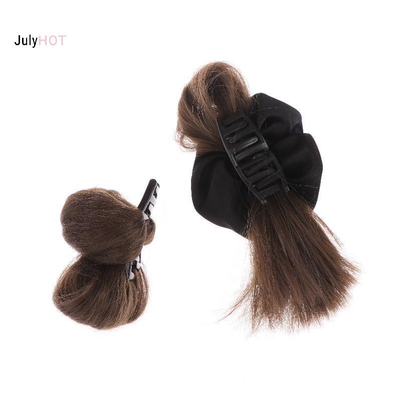 JULYHOT Tóc Tổng Hợp Bun Móng Vuốt Kẹp Tóc Với Dây Tóc Tự Nhiên Tóc Giả Lông Tơ Nâu Bla Bun Tóc Giả Phụ Kiện Tóc Massivedeals