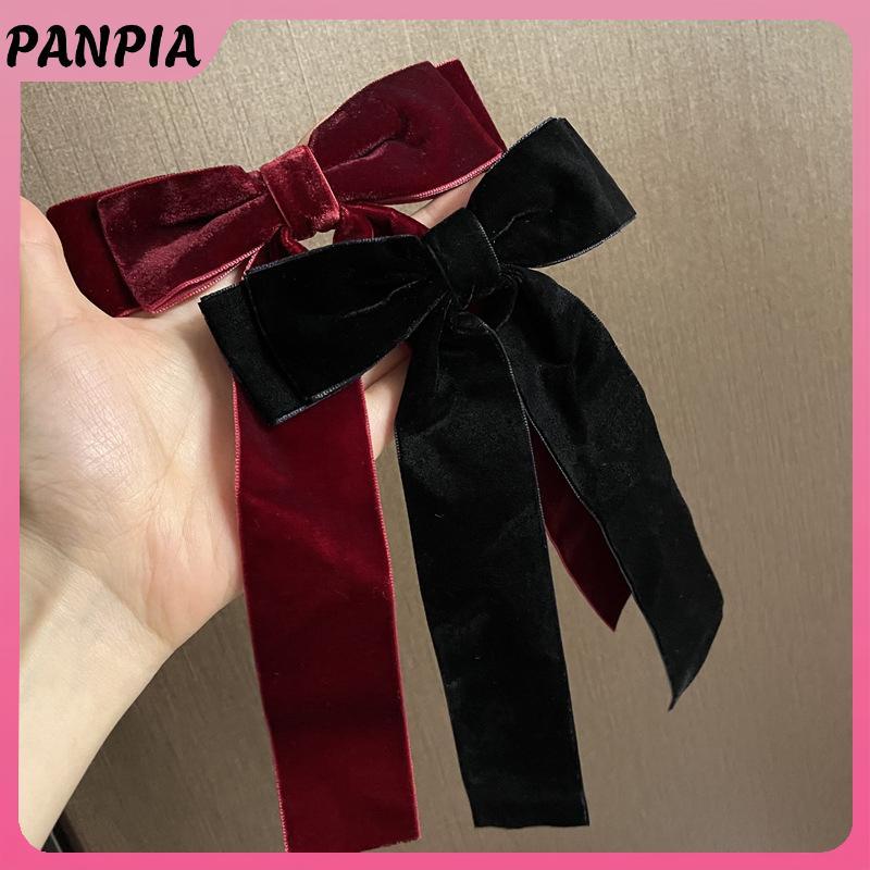 PNPIA - Nơ kẹp tóc vintage nhung dành cho cô gái, phù hợp làm phụ kiện tóc cưới
