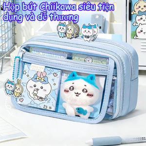 Túi bút Chikawa hoạt hình dễ thương–Thiết kế trong suốt, Đầy Đủ Phụ Kiện,dễ thương cho trường học & văn phòng