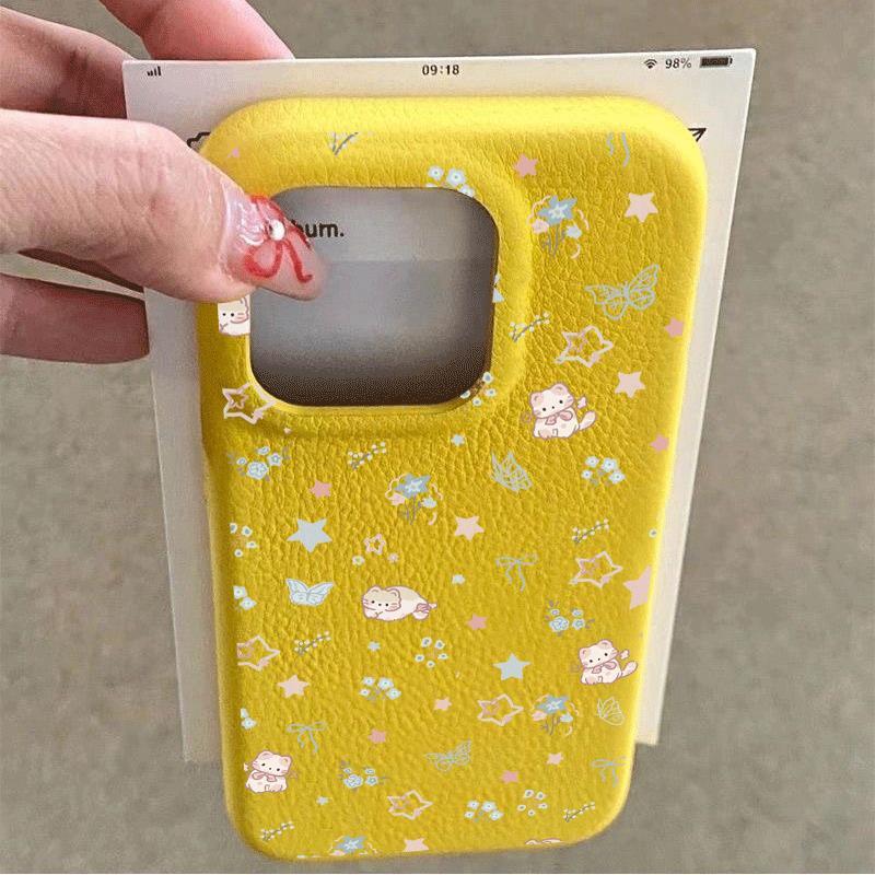 Trắng cơ sở hoa nhỏ sao cho iPhone 17 16 15 13 giả da 12p lỗ lớn 11 mềm x