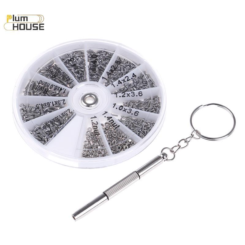 PlumHOUSE 600 Chiếc Ốc Vít Nhỏ Đai Ốc + Tua Vít Đồng Hồ Kính Mắt Kính Dụng Cụ Sửa Chữa Mới VN