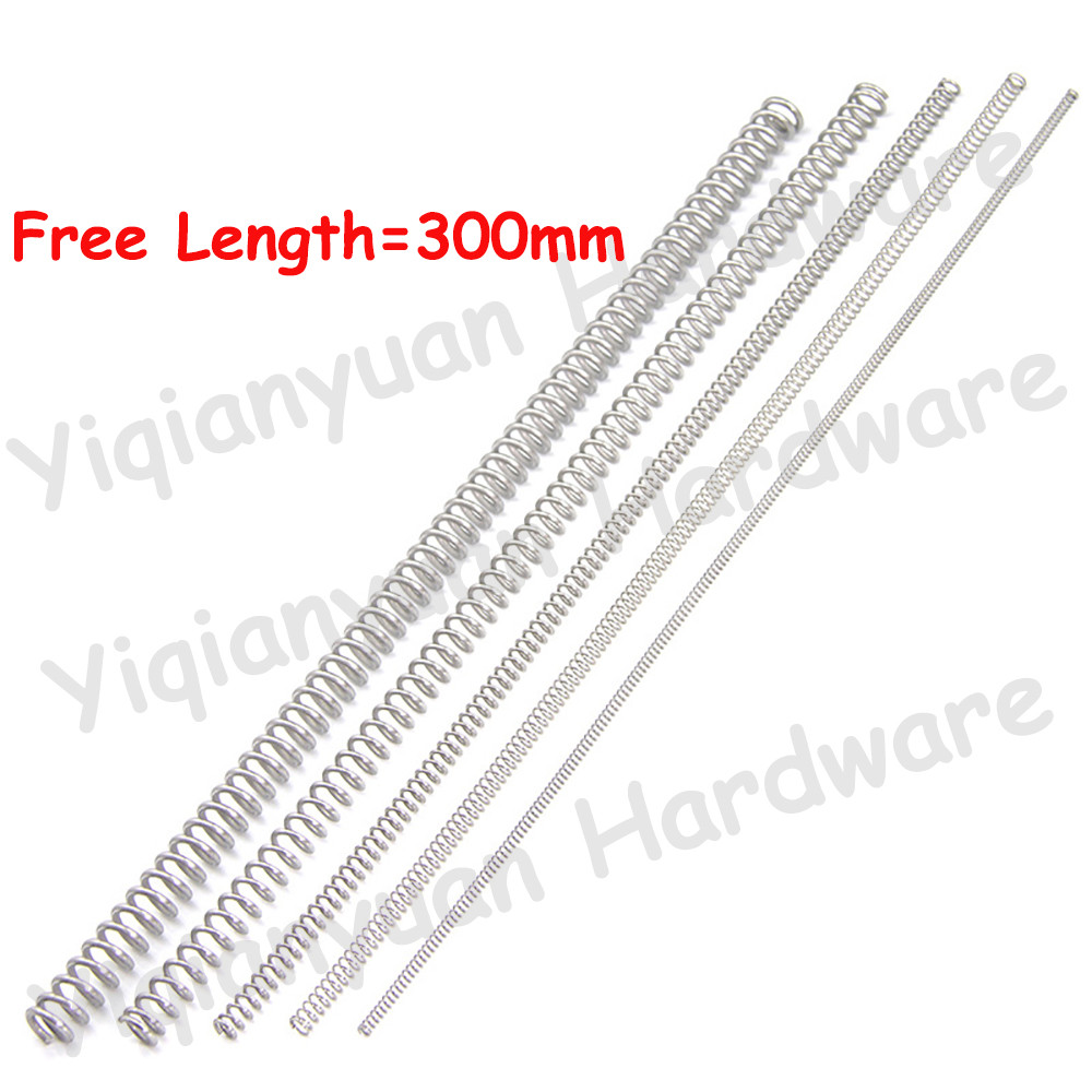 Yiqianyuan 2 Dây 0.3mm SUS304 Lò xo nén bằng thép không gỉ Chiều dài miễn phí 300mm OD 2mm ~ 7mm Lò xo áp suất siêu dài