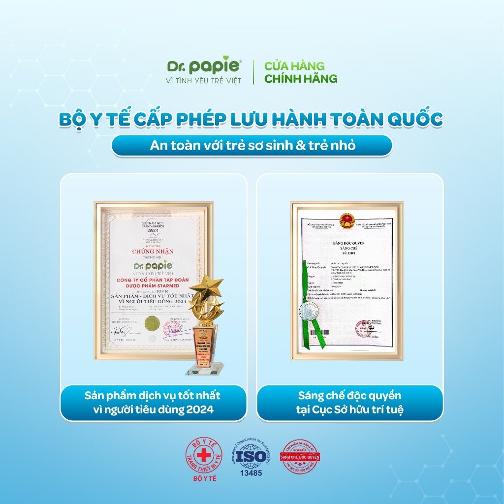 [Live] Khăn Hạ Sốt Thảo Dược Giảm Sốt Nhanh Chóng Ngăn Ngừa Co Giật Dr.Papie 3mo+ (25 khăn/hộp) Dành Cho Bé 3 Tháng