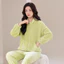 Shop Du Xiaozhai Cùng Phong Cách Bộ Đồ Ngủ Lông Cừu San Hô Thu Đông Flannel Dày Dây Kéo Loungewear Nữ Ngọt Ngào