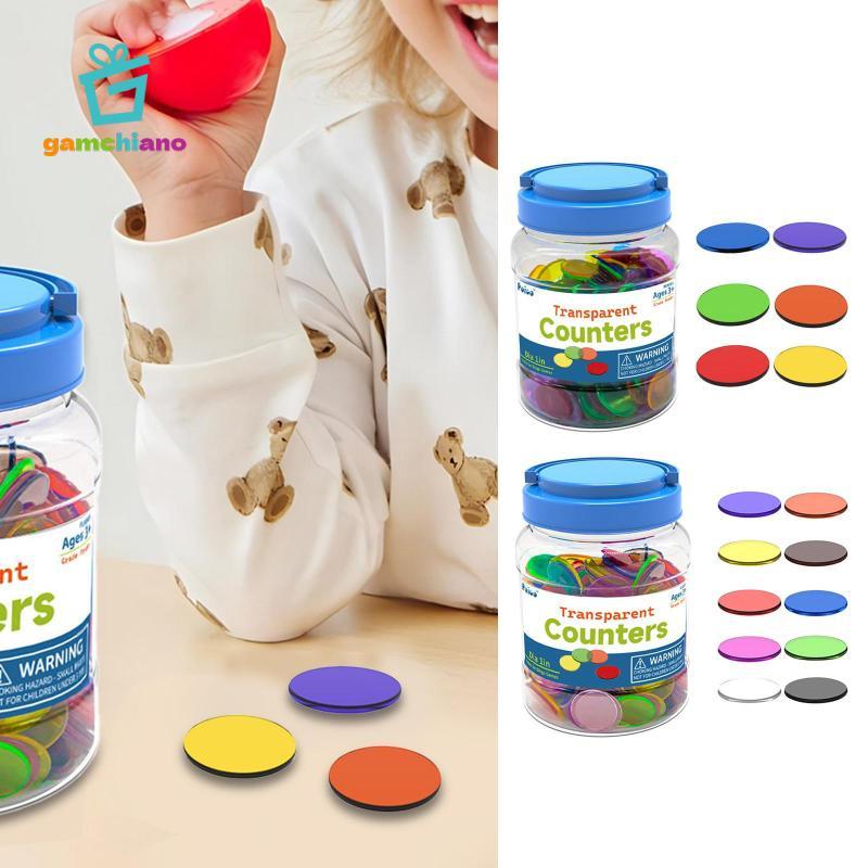 Gamchiano 300 Chiếc Đếm Chip Trong Suốt Quầy Để Bàn Tay Nhỏ Phân Loại Các Loại Màu Sắc Với Bình Di Động Trò Chơi Giáo Dục Trẻ Em