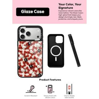 CASECASE X Hello Kitty Nơ Ốp Lưng Kính Hút Từ Tính Chống Trầy Xước Cho IPhone 17 Air 16 15 14 Pro Max Plus Ốp Lưng Cứng Có Hộp Khắc Logo