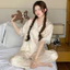 Bộ Đồ Ngủ Bằng Lụa Băng Nữ Phong Cách Dễ Thương Gấu Hoạt Hình Cao Cấp Quần Ngắn Tay Loungewear