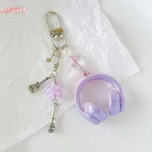 HFSHY Ins Phong Cách Âm Nhạc Tai Nghe Hình Móc Khóa Điện Thoại Di Động Dây Chuyền Quyến Rũ Móc Khóa Trang Sức Cho Bé Gái Nữ Túi Quà Trang Trí VN