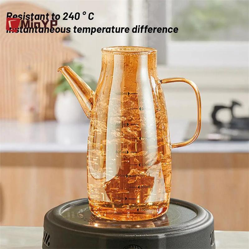 CMinYP 600 / 800 / 1000ml Chai đựng dầu có vòi nhỏ giọt Nhà bếp Bình dầu thủy tinh dung tích lớn Bình đựng dầu chống rò rỉ Glory