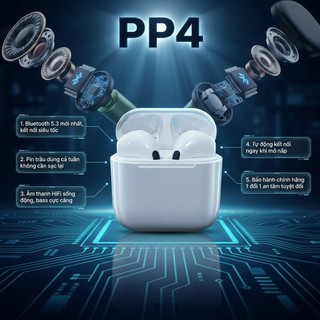 Tai nghe Bluetooth không dây P4 TWS 5.3", chống ồn, phù hợp cho thể thao và chơi game.