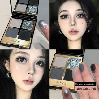 🔥 Bảng Phấn Mắt 🔥 có hàng sẵn 2026 bảng mắt khói cảm hứng Y2K edgy Ngày phụ nữ trang điểm đậm Phong cách châu Âu Và Mỹ ♗FAICCIA Fayi Đen Jasmine Bốn Màu Mắt Bóng Tối Khói Trang Điểm Đất Màu Flash Ngọc Trai♪