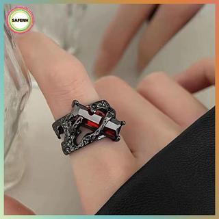 Nhẫn Zircon Đỏ Đậm Y2K Retro, Phù Hợp Cho Cặp Đôi