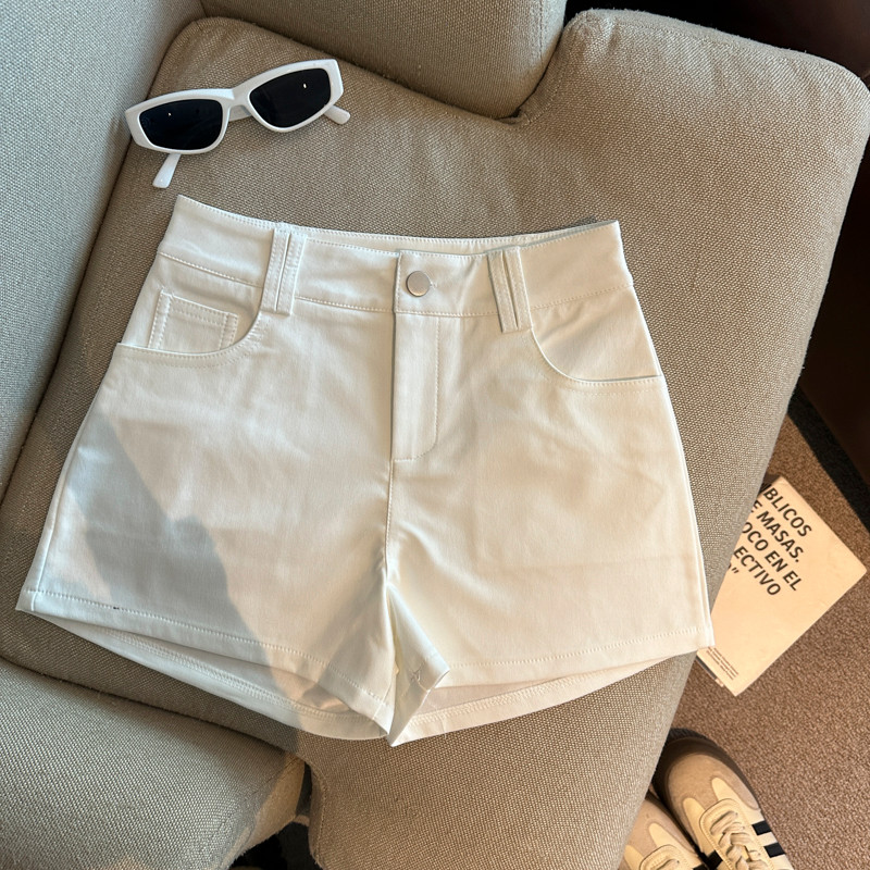SUXI Mùa Xuân Mới Nữ Mỹ Retro Màu Trơn Cổ Cao Quần Short 260227