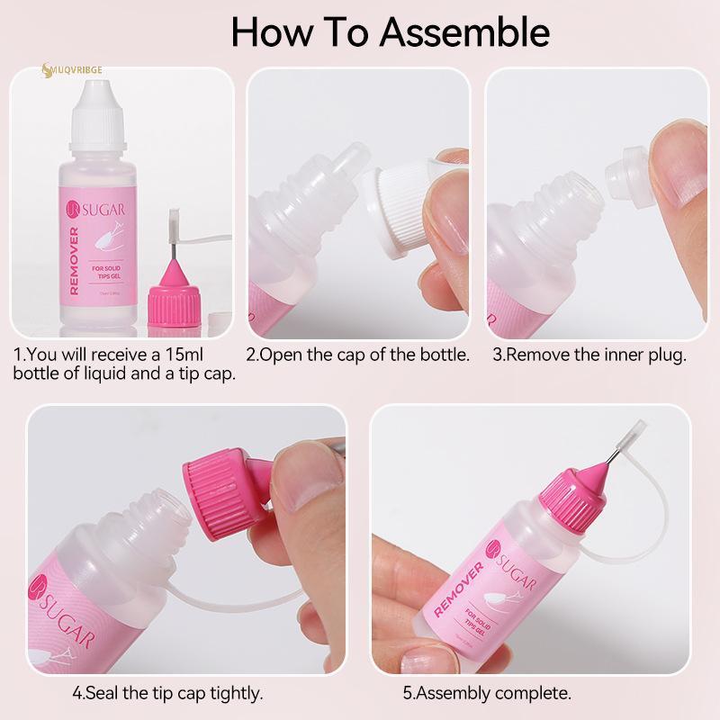 MUQV 15ml Gel Tẩy Chất Kết Dính Đầu Móng Tay Giả, Dụng Cụ Tẩy Gel Đầu Giả