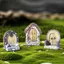 QIUWU 3 Chiếc Cửa Gỗ Nhỏ Khung Ảnh Phụ Kiện Mộc Mạc Nhựa Thủ Công Phong Cảnh Mini Naments Trang Trí Nhà Cây Đồ Trang Trí.