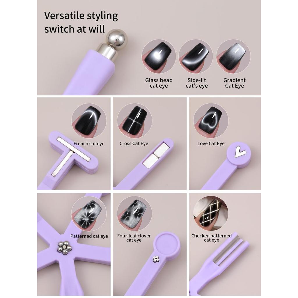 Nam châm làm móng tay đa chức năng VN 8 trong 1, được trang bị hạt thủy tinh và sơn móng tay Gel mắt mèo, được thiết kế đặc biệt với nam châm mạnh mẽ.