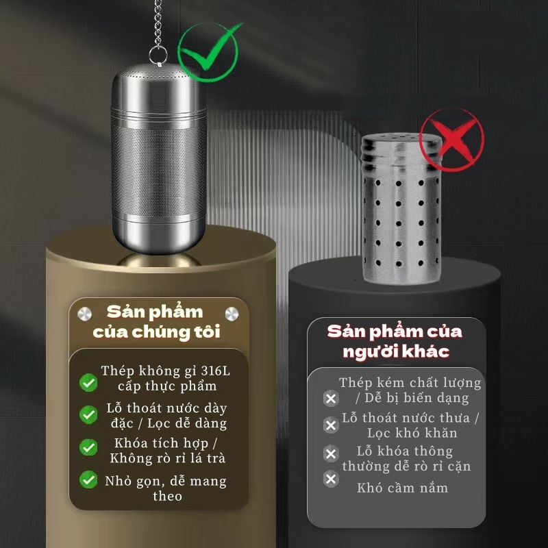 Bộ lọc trà inox 304 siêu mịn hình trụ cao cấp – lọc gia vị đa năng, dễ vệ sinh, an toàn sức khỏe
