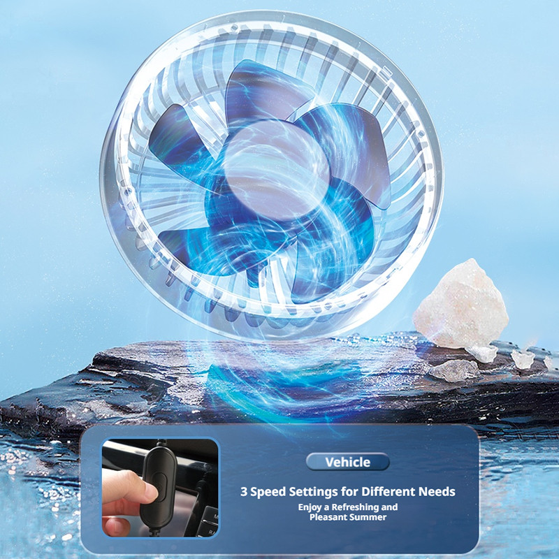 Quạt ô tô SEAMETAL xoay 360 độ quạt hút có thể điều chỉnh làm mát không khí ô tô điều hòa không khí quạt làm mát không khí