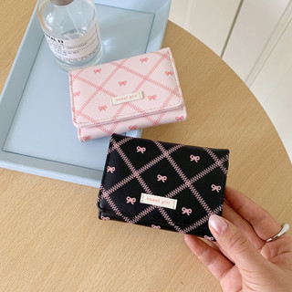 Sweet Bow In Ví Nữ Phong Cách Ngắn Dễ Thương Nhiều Thẻ Có Thể Gập Lại Ví Đựng Tiền Mặt Tiện Lợi