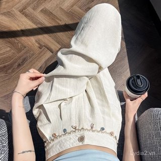 Áo quần bộ nữ phong cách phương tây, vải tencil lanh ice silk, phù hợp mặc thường ngày mùa hè