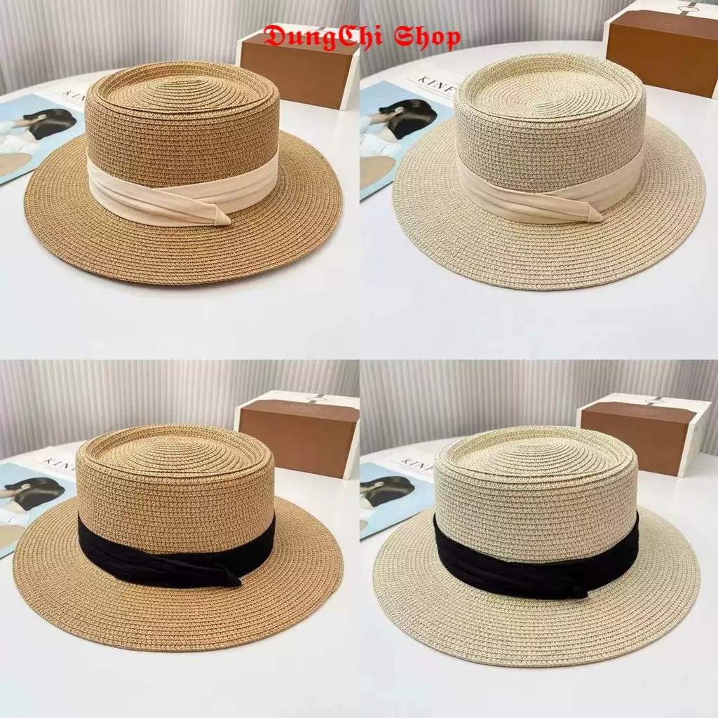Nón cói mũ cói đi biển vành nhỏ nơ xếp 3 tầng viber tiểu thư nhẹ nhàng NC35